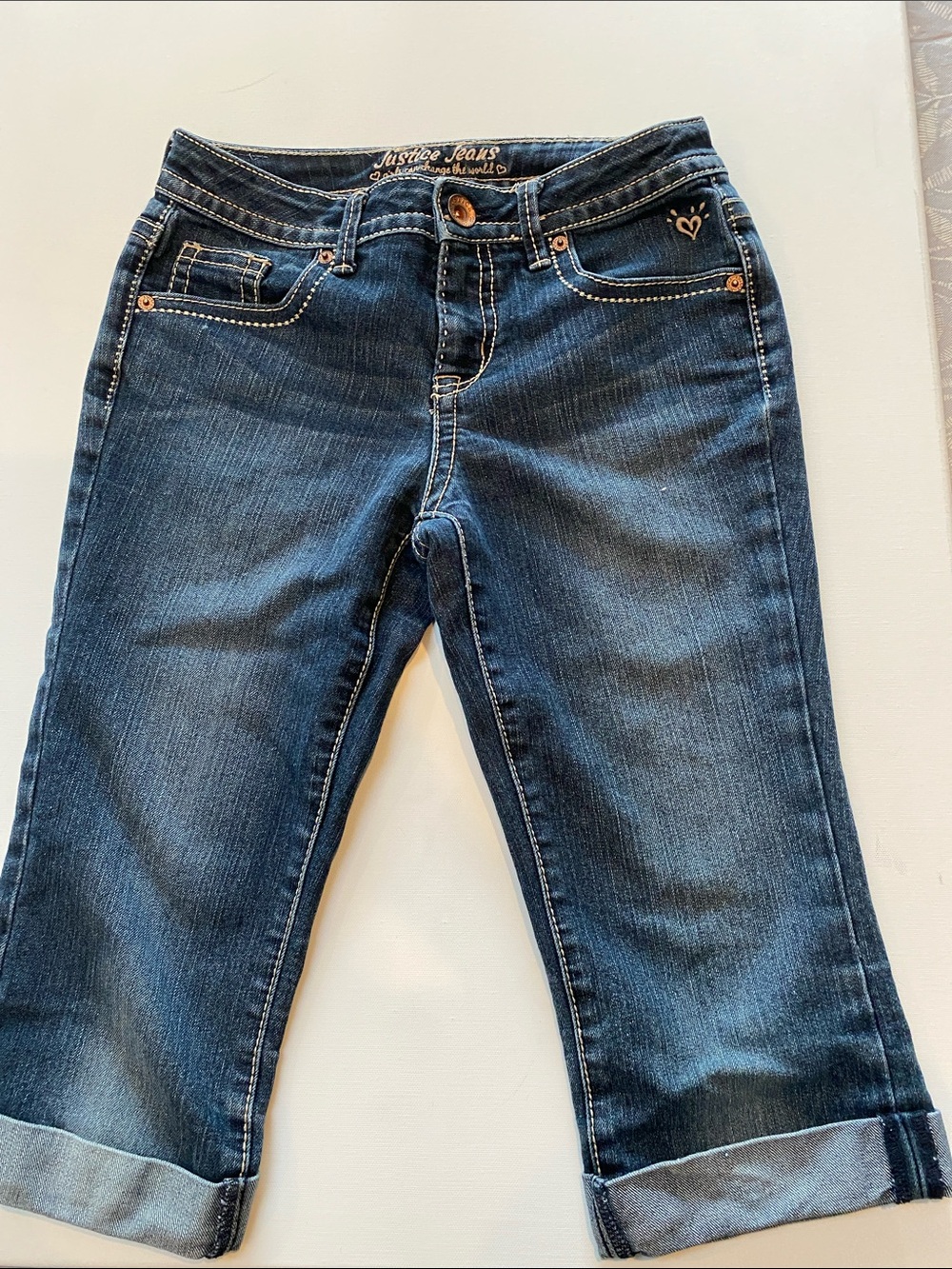Justice Girls Size 12 Regular Blue Denim Distressed Jean Shorts